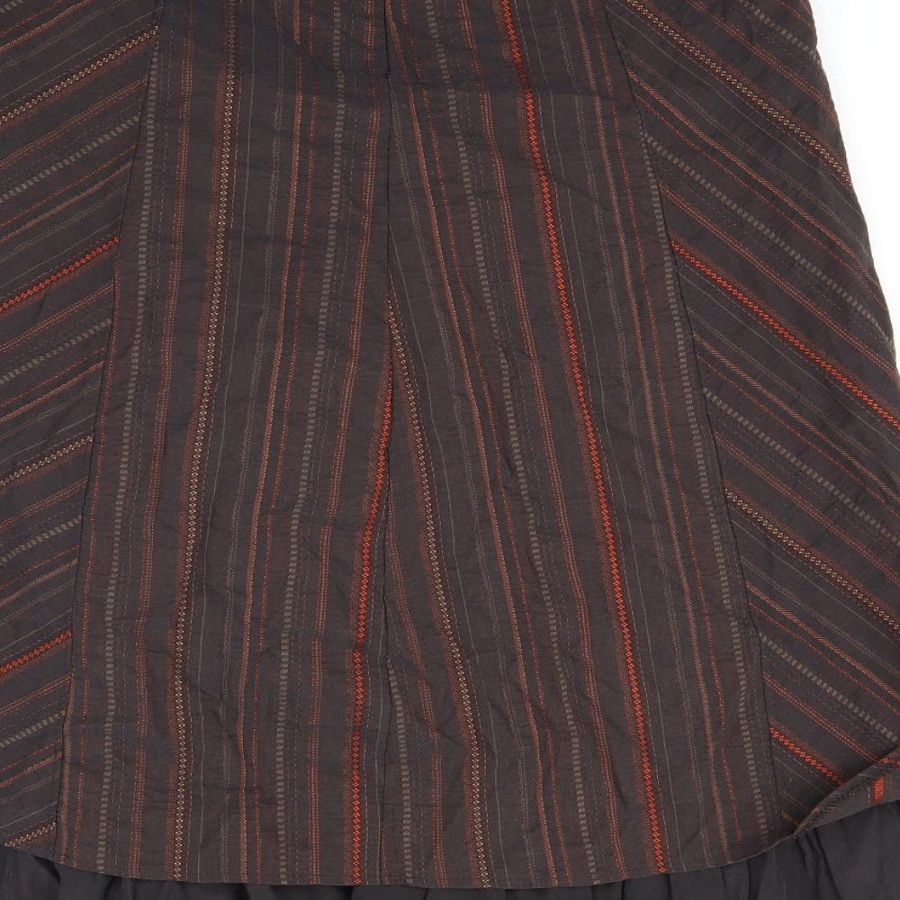 Preworn Womens Brown Striped  Flare Skirt Size 34 in