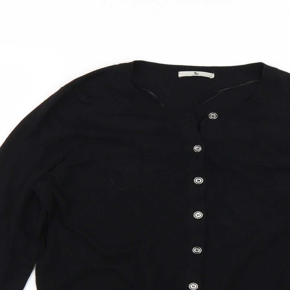 TU Womens Black  Knit Cardigan Jumper Size 14
