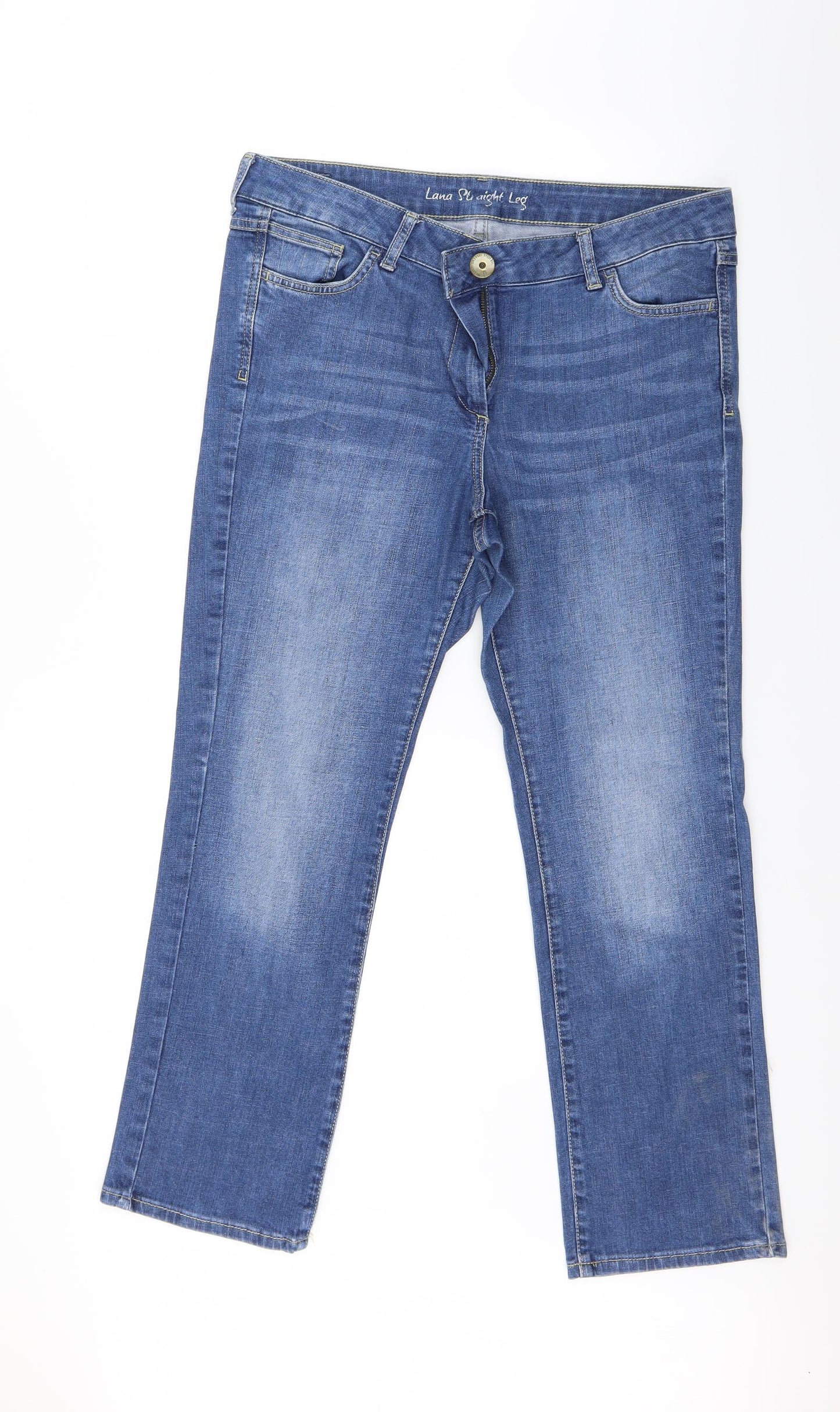 Marks and Spencer Womens Blue  Denim Straight Jeans Size 14 L28 in