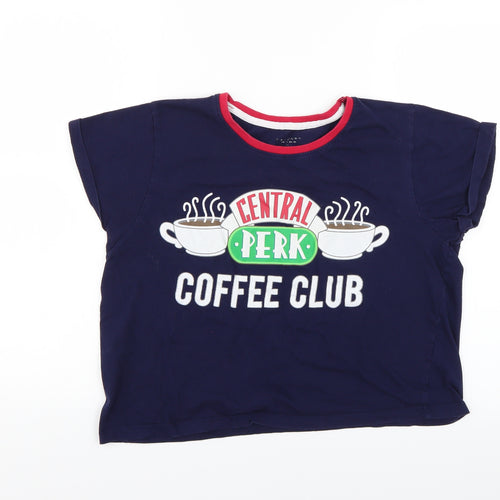 Primark Womens Blue Solid  Top Pyjama Top Size L  - Friends Central Perk