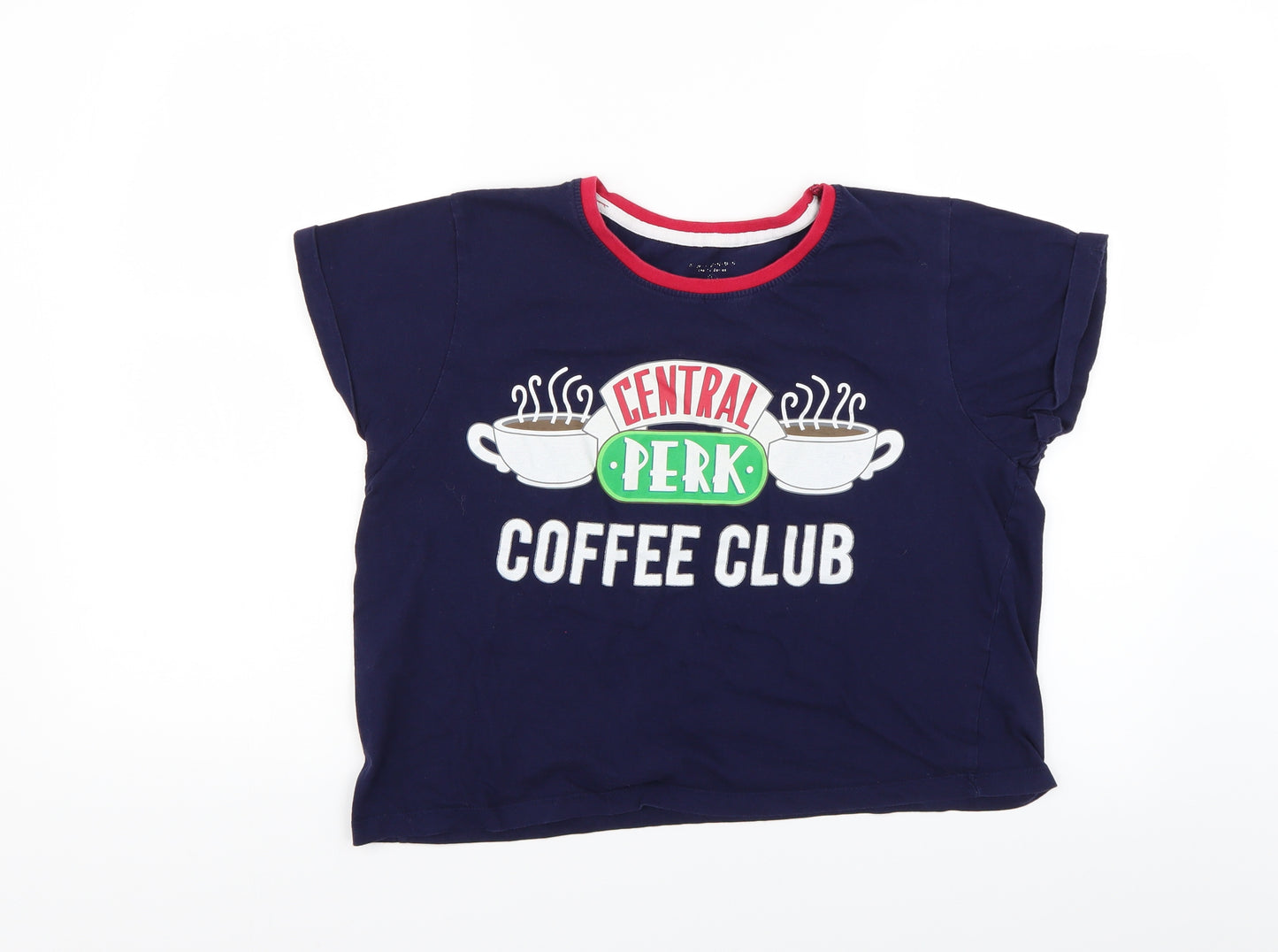 Primark Womens Blue Solid  Top Pyjama Top Size L  - Friends Central Perk