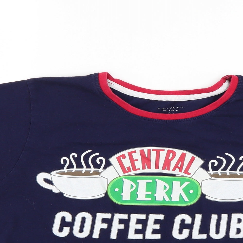 Primark Womens Blue Solid  Top Pyjama Top Size L  - Friends Central Perk