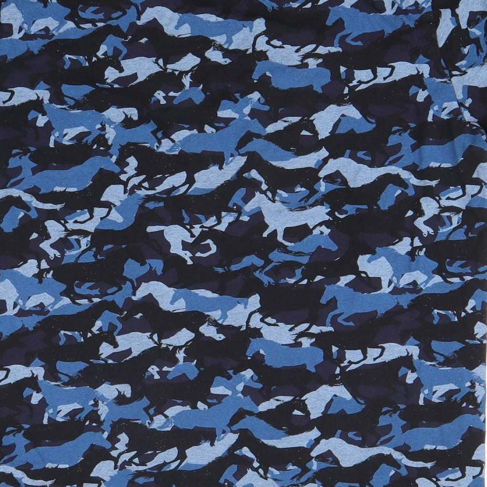 H&M Girls Blue Camouflage  Basic T-Shirt Size M  - Showjumping