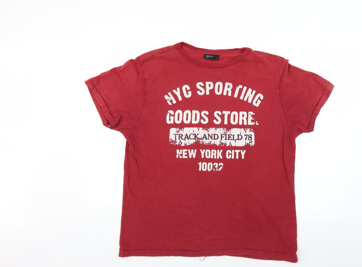 Ceader wood state Mens Red T-Shirt Size L - New York