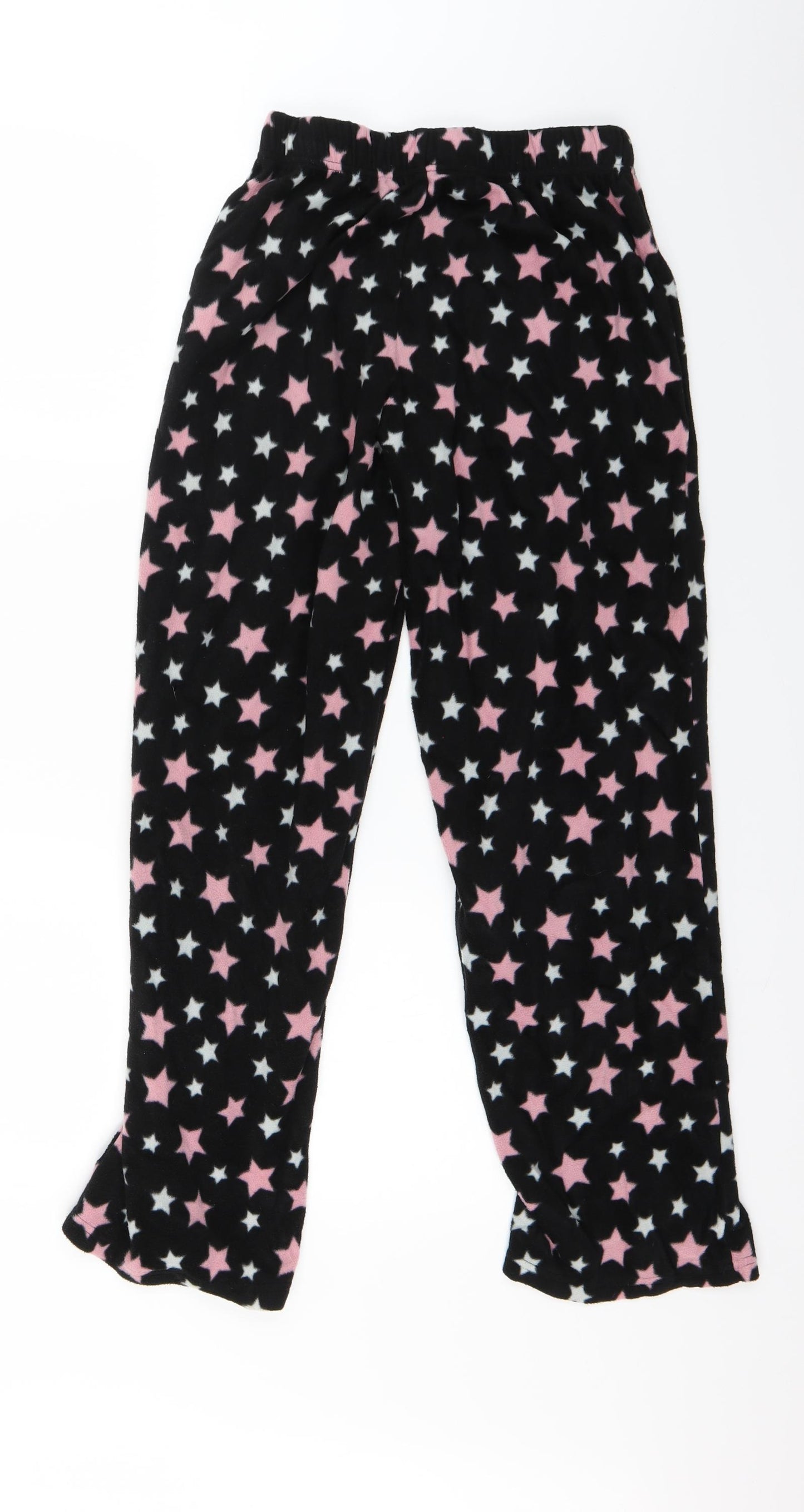 Preworn Womens Black  Fleece Jogger Trousers Size S L26 in - Lounge Pants Star Print