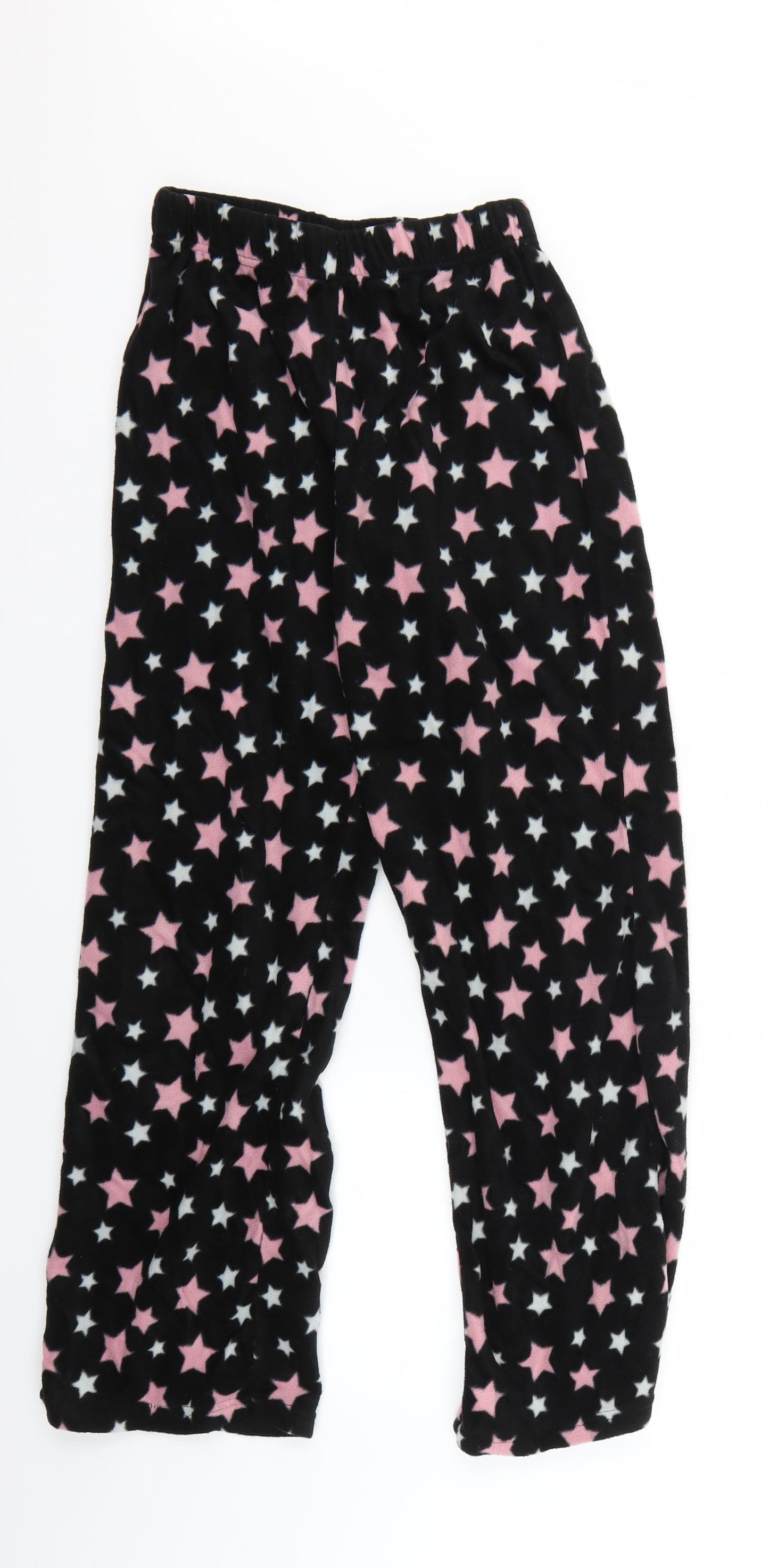 Preworn Womens Black  Fleece Jogger Trousers Size S L26 in - Lounge Pants Star Print