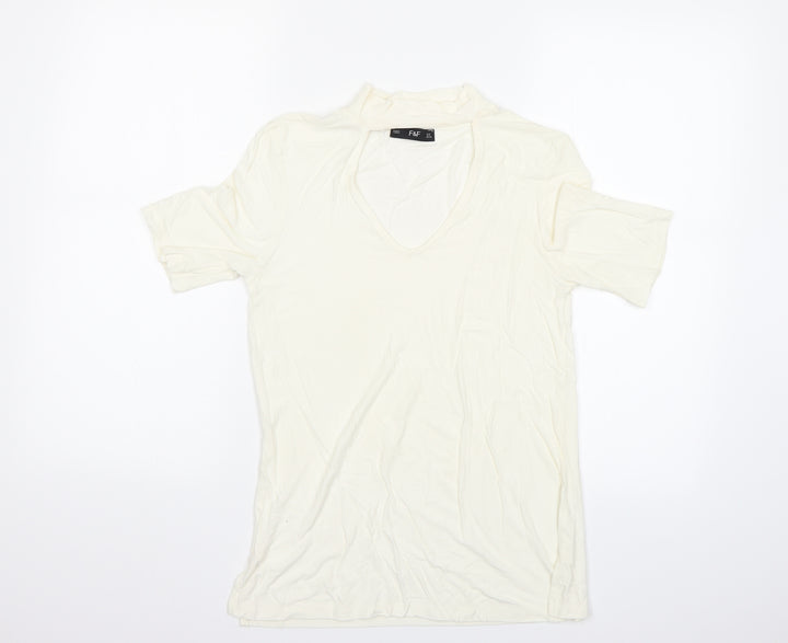 F&F Womens White Basic T-Shirt Size 8