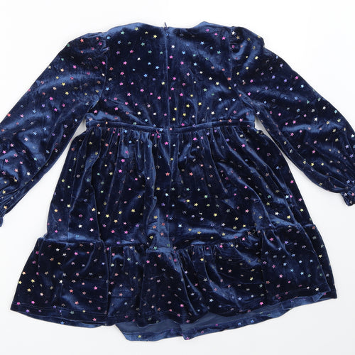 Marks and Spencer Girls Blue  Velour Fit & Flare  Size 4-5 Years