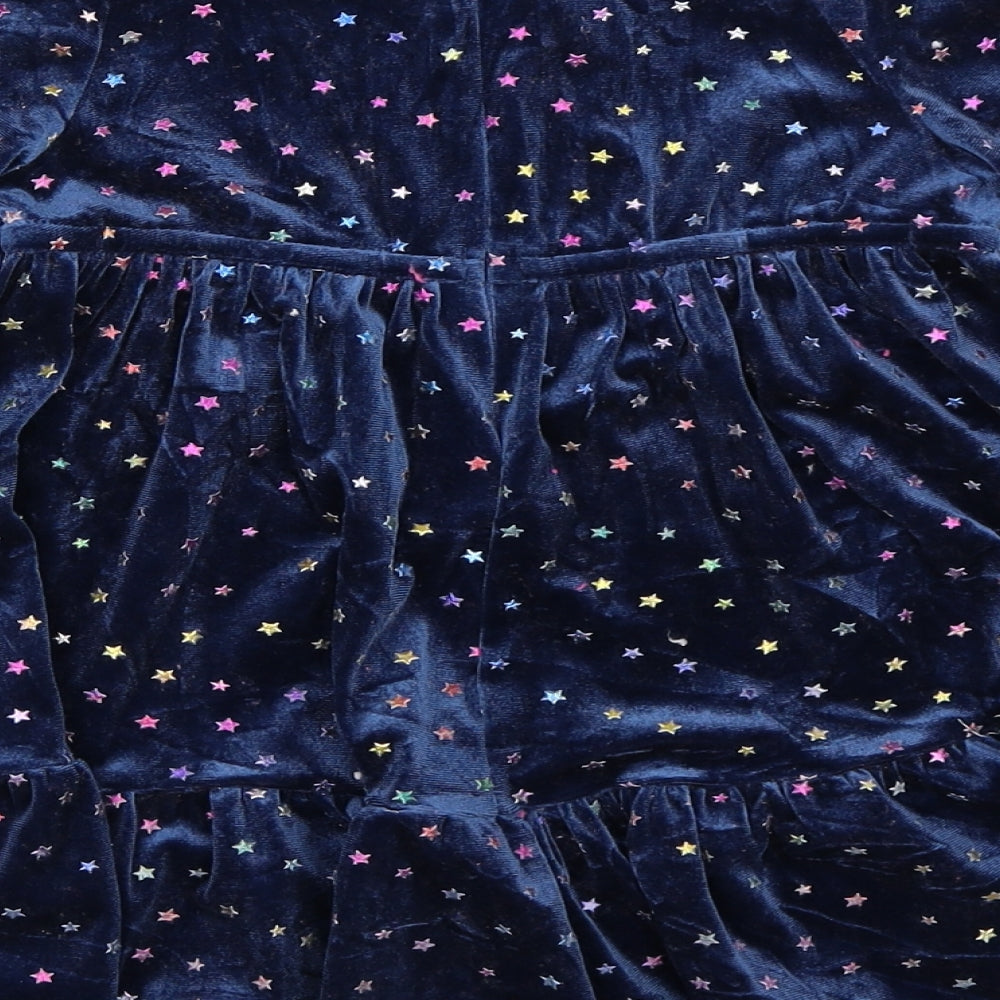 Marks and Spencer Girls Blue  Velour Fit & Flare  Size 4-5 Years