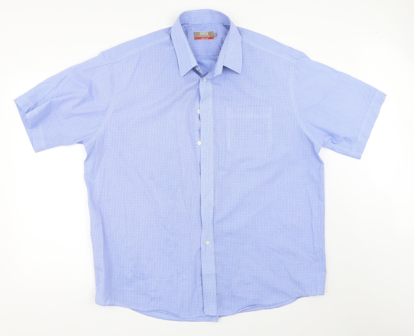 Marks and Spencer Mens Blue    Button-Up Size 17.5