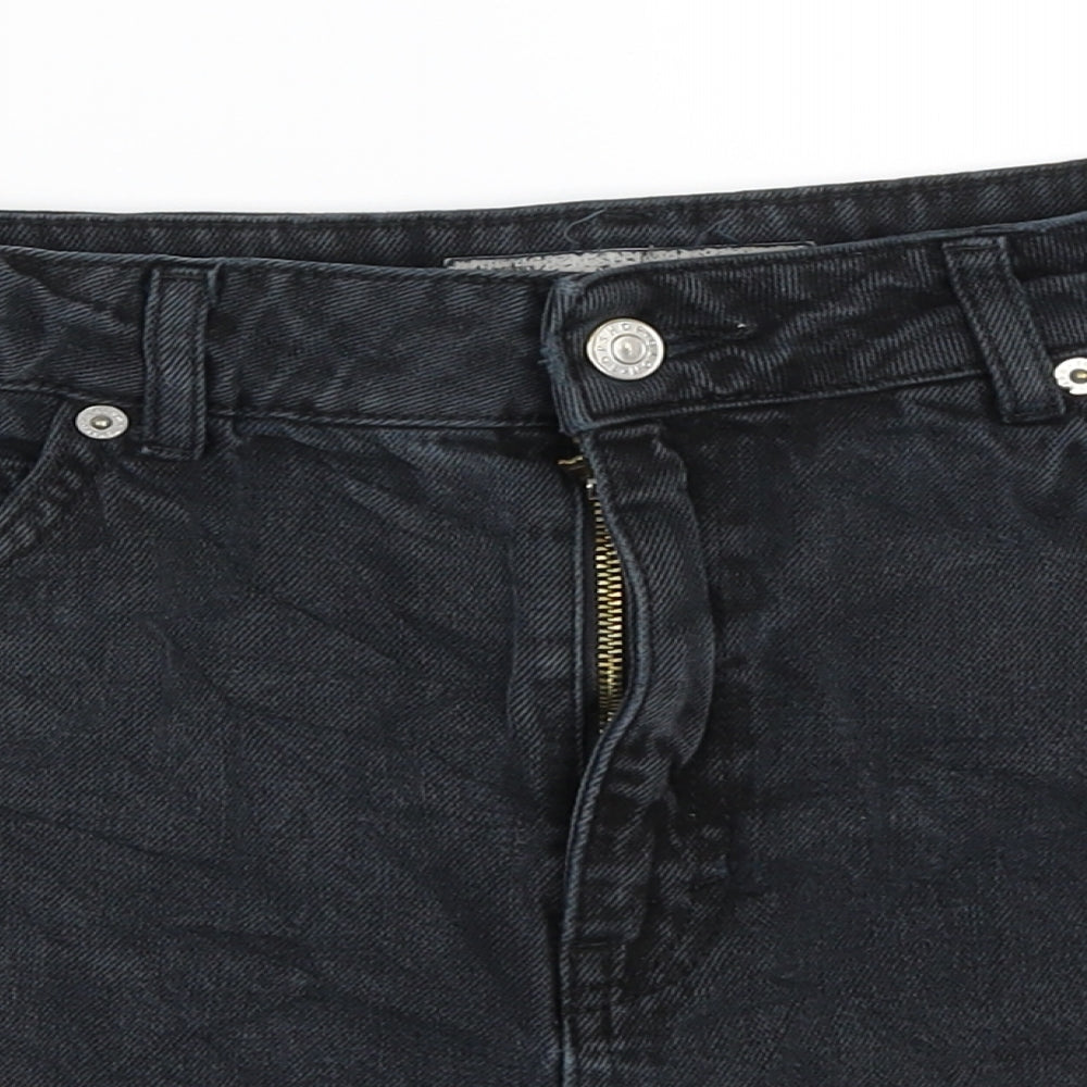 Topshop Womens Black  Denim Mini Skirt Size 10