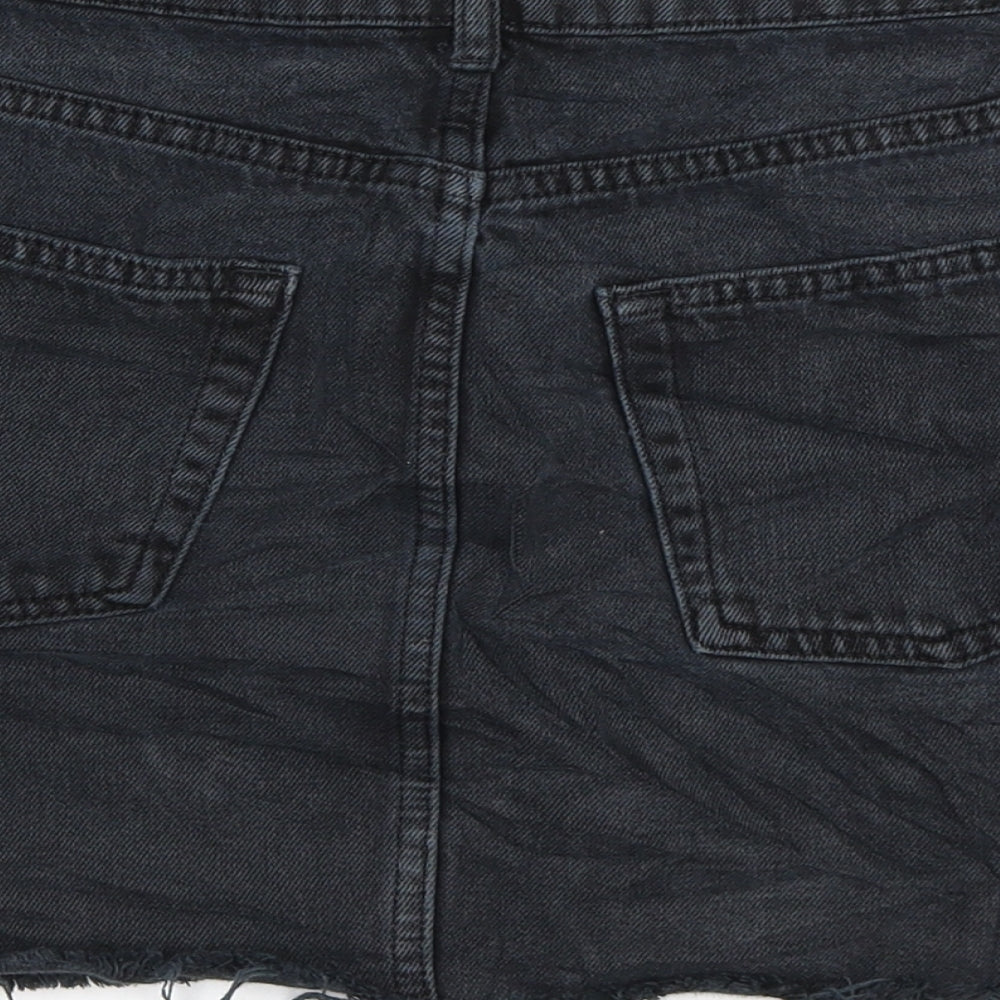 Topshop Womens Black  Denim Mini Skirt Size 10