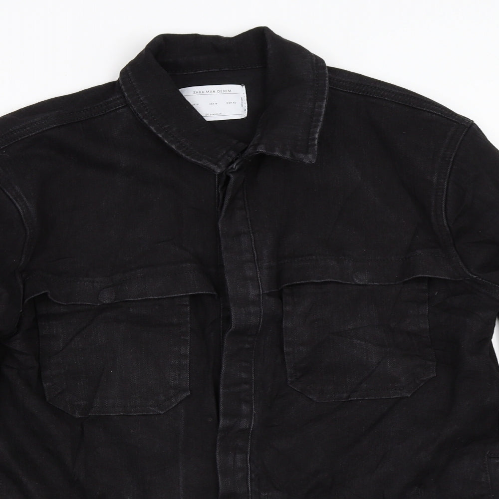 Zara Mens Black  Denim Jacket  Size M
