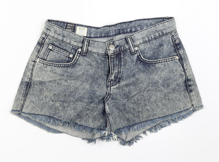 Brooklyn Womens Blue Denim Hot Pants Shorts Size 28 in