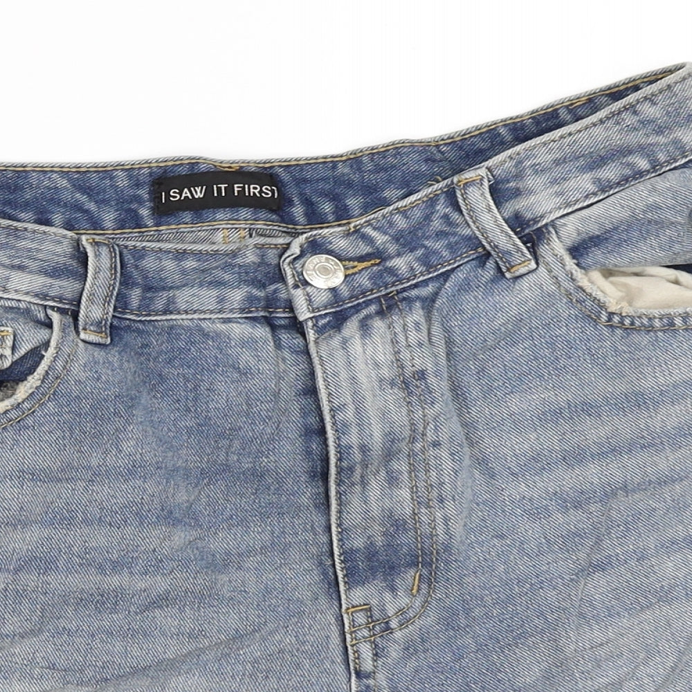 I SAW IT FIRST Womens Blue  Denim Cut-Off Shorts Size 12