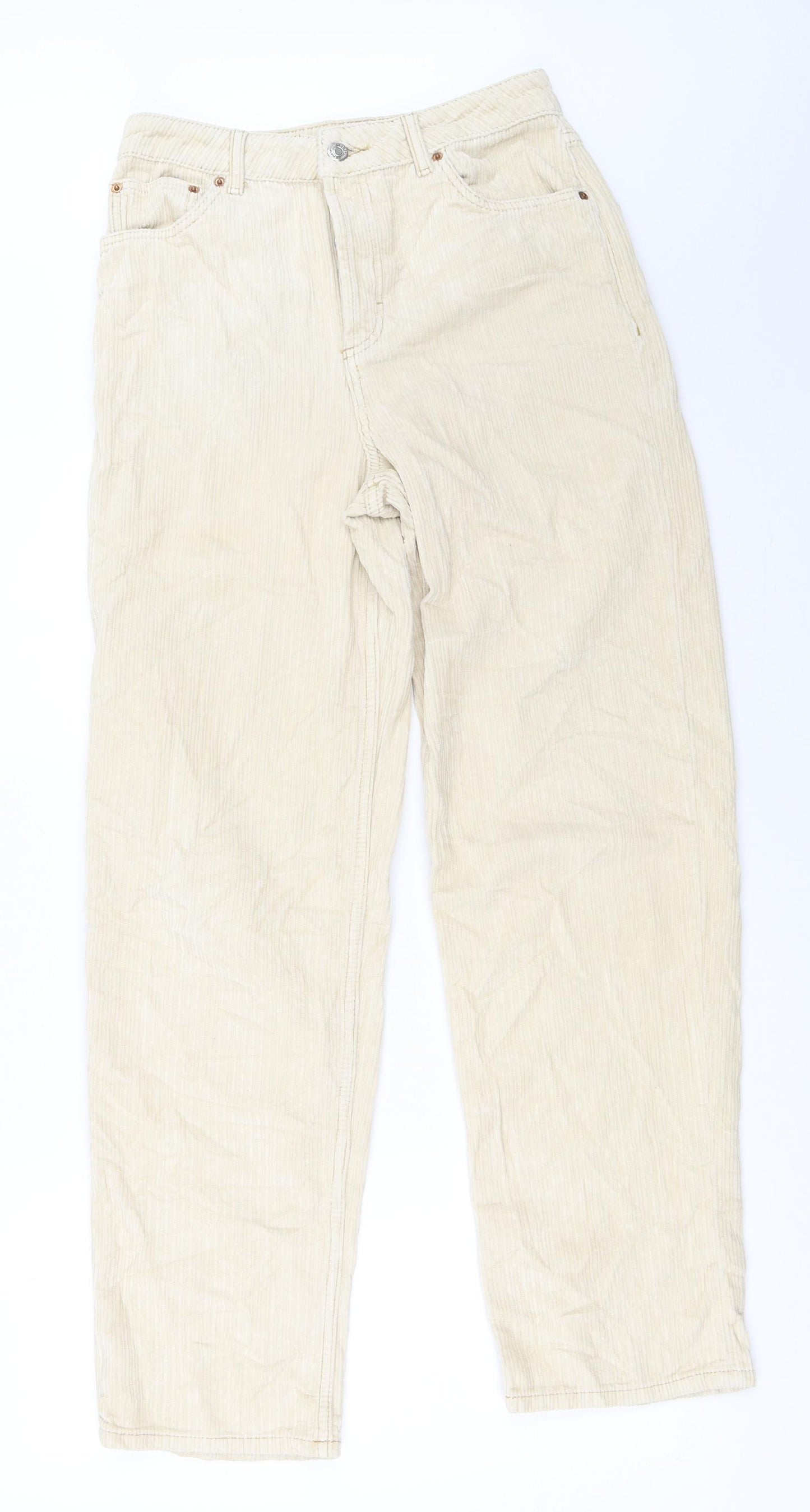 Topshop Womens Beige  Corduroy Straight Jeans Size 25 in L32 in