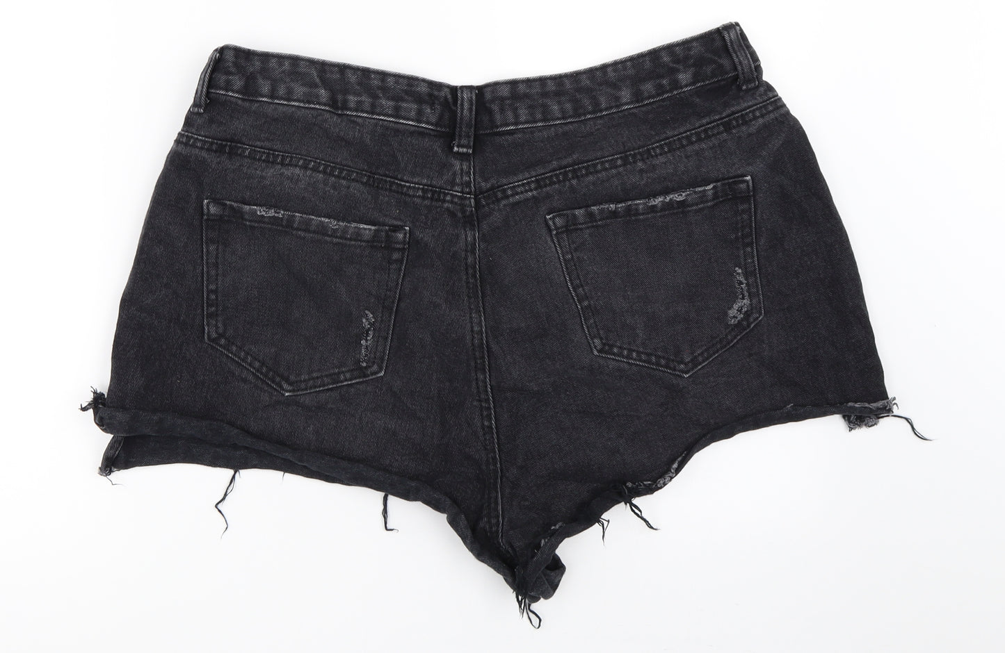 Primark Womens Black  Denim Hot Pants Shorts Size 18
