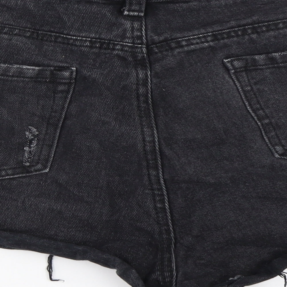Primark Womens Black  Denim Hot Pants Shorts Size 18