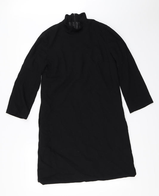 Front view of Callecia J Brown women’s black shift, size UK 10