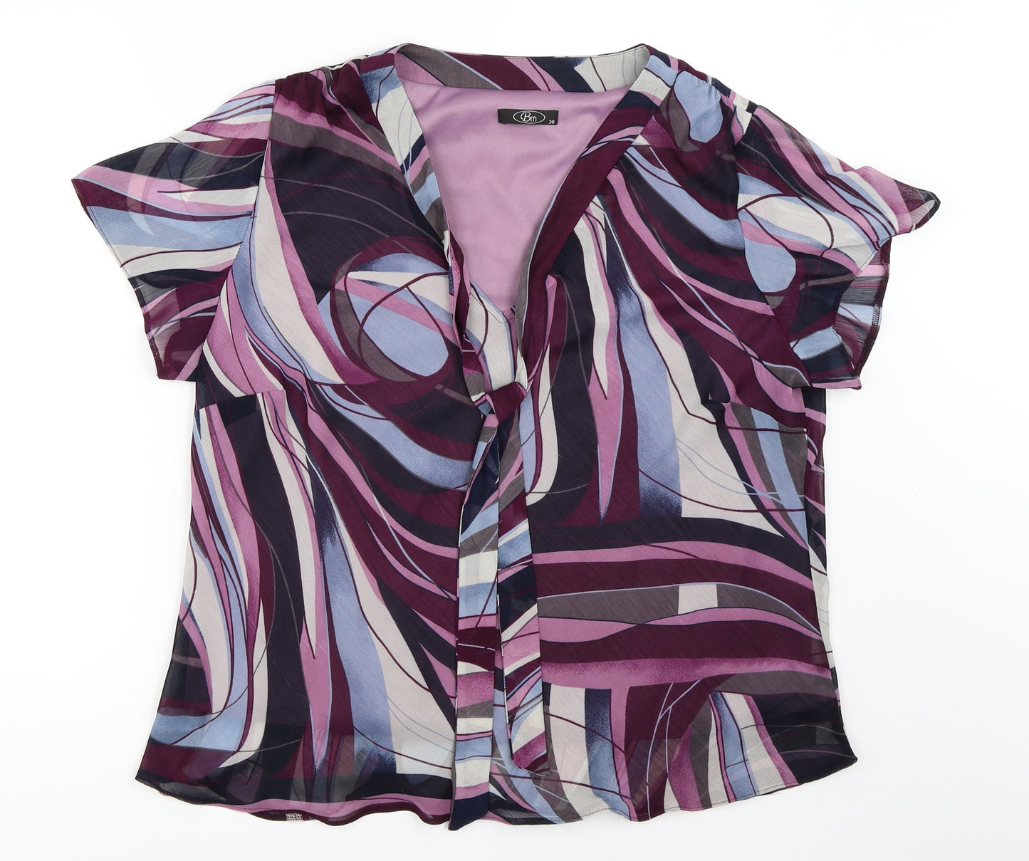 BM Womens Purple Geometric  Basic Blouse Size 20