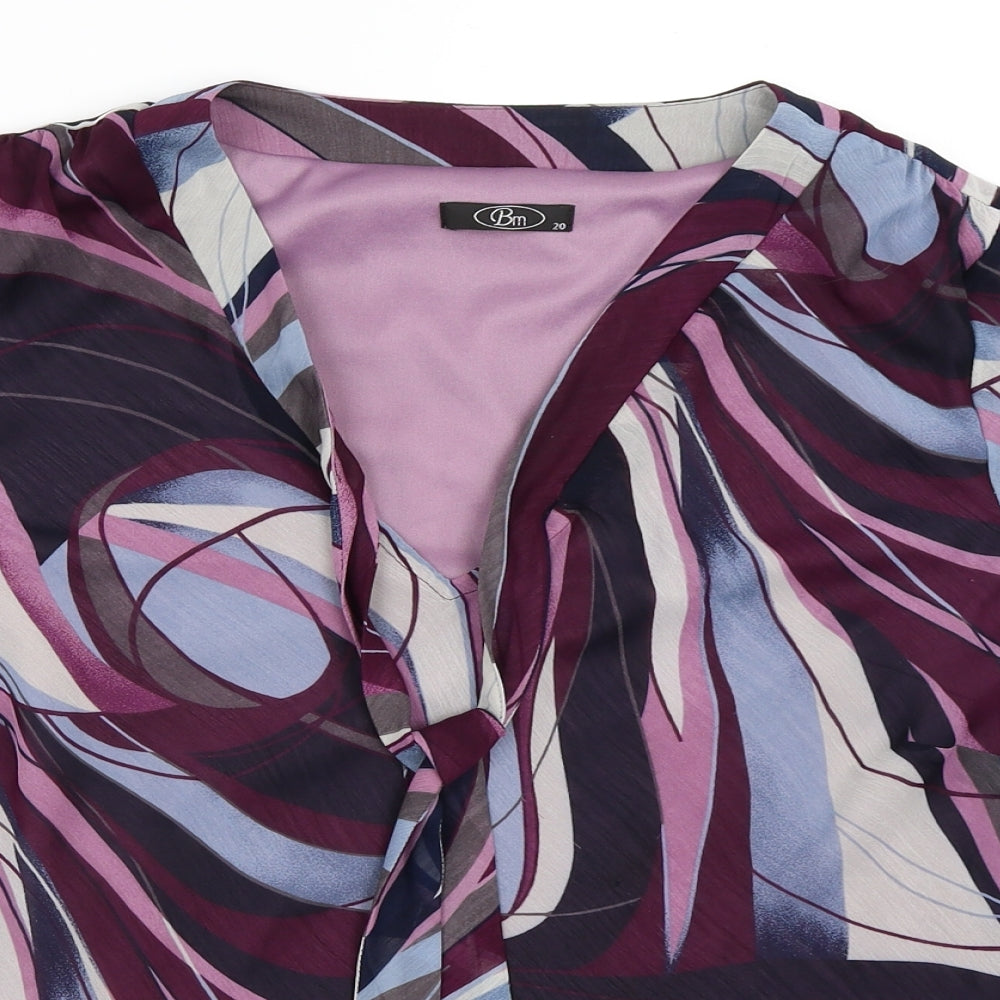 BM Womens Purple Geometric  Basic Blouse Size 20