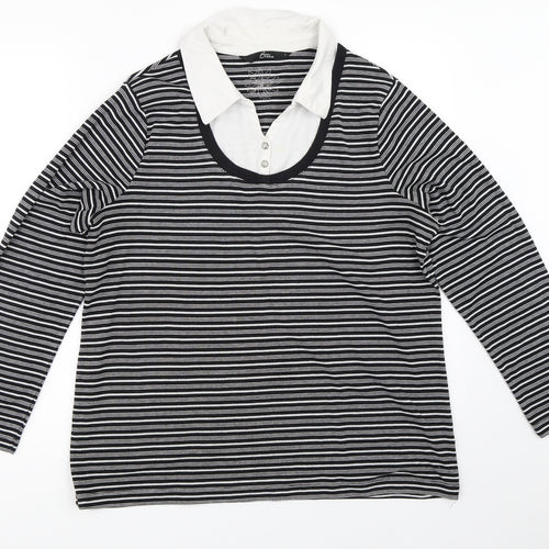 BM Womens Black Striped  Pullover Jumper Size L