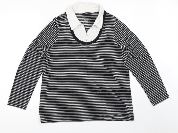 BM Womens Black Striped  Pullover Jumper Size L