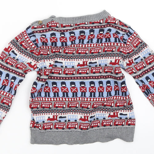 Mothercare Boys Grey Fair Isle  Pullover Jumper Size 2-3 Years