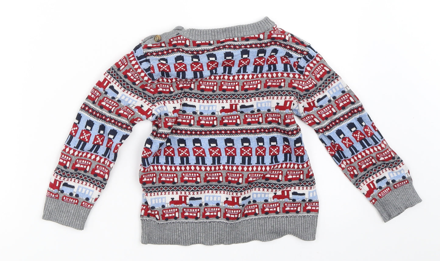 Mothercare Boys Grey Fair Isle  Pullover Jumper Size 2-3 Years