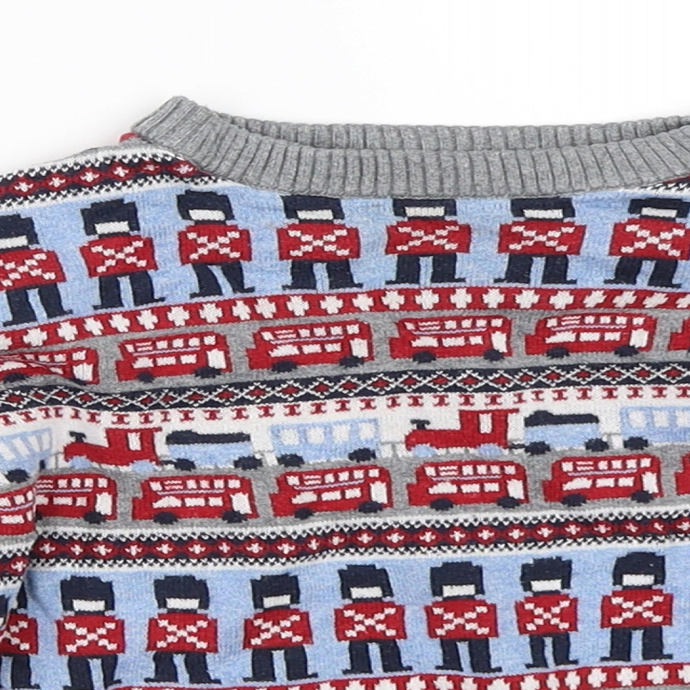 Mothercare Boys Grey Fair Isle  Pullover Jumper Size 2-3 Years