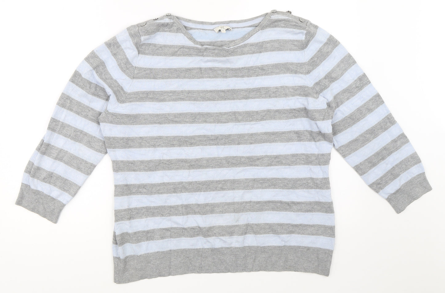 Country Casuals Womens Grey Striped  Pullover Jumper Size XL