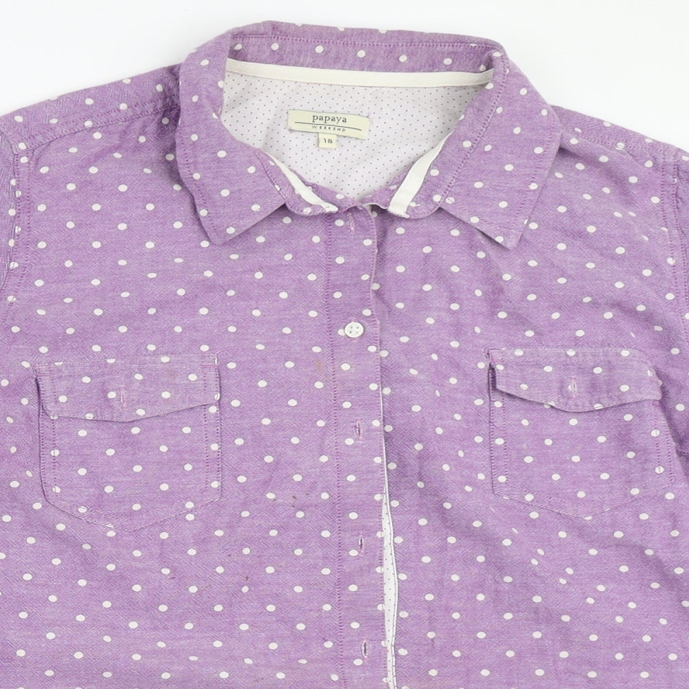 Papaya Womens Purple   Basic Button-Up Size 18