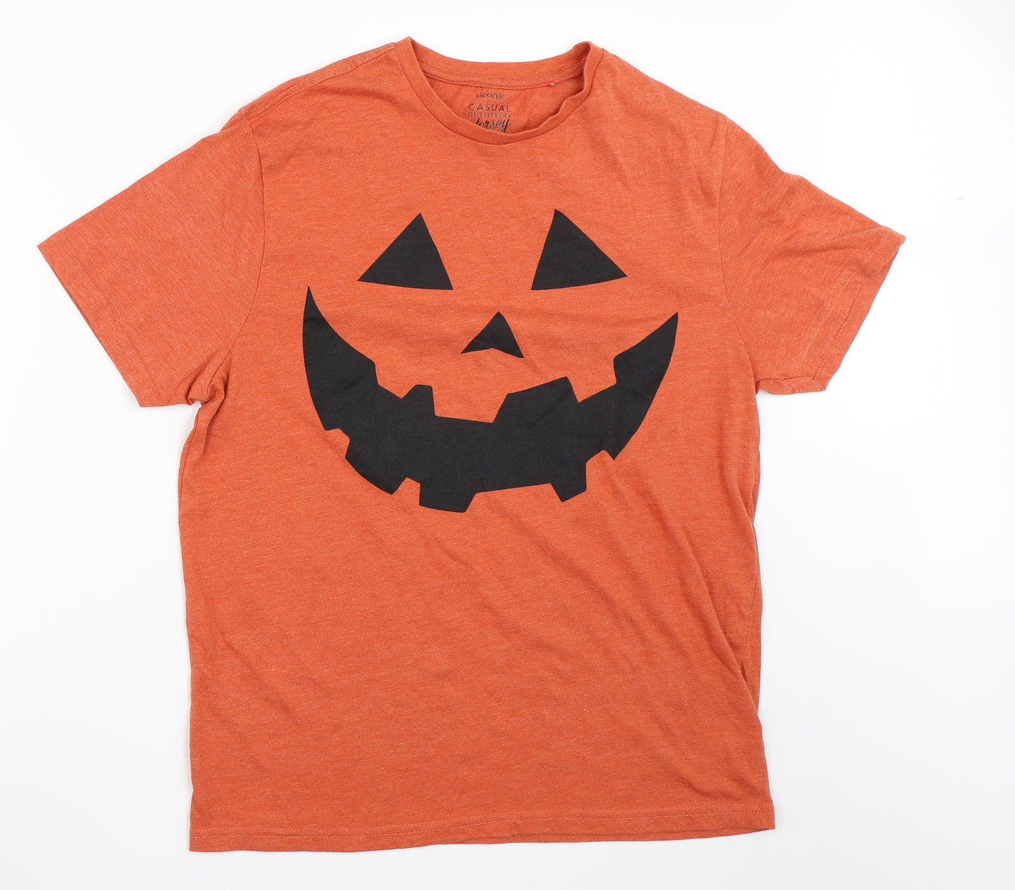 George Mens Orange    T-Shirt Size M  - halloween pumpkin