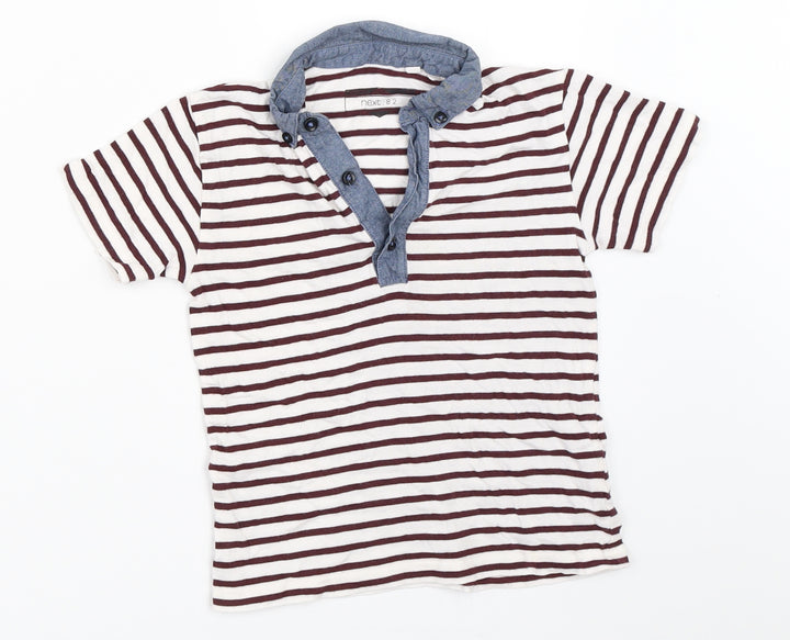 NEXT Boys White Striped Basic T-Shirt Size 2-3 Years