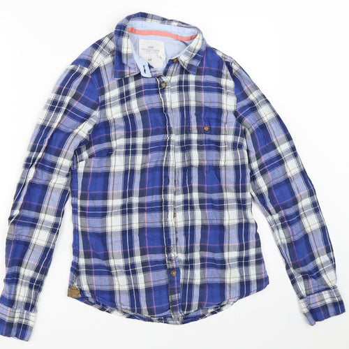 H&M Womens Blue Check  Basic Button-Up Size 34