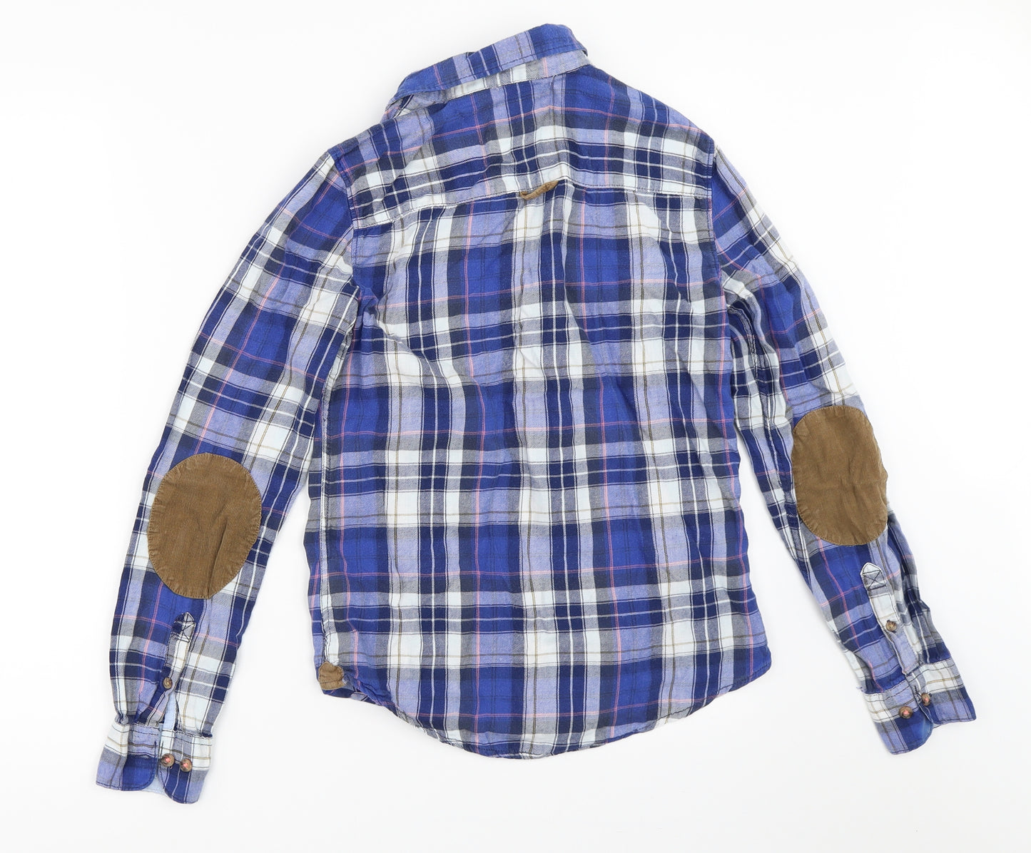 H&M Womens Blue Check  Basic Button-Up Size 34