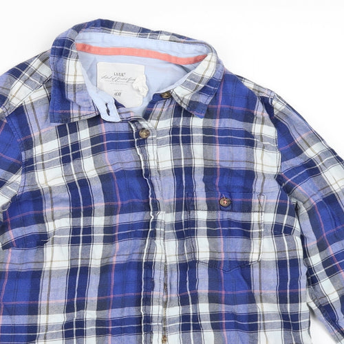 H&M Womens Blue Check  Basic Button-Up Size 34