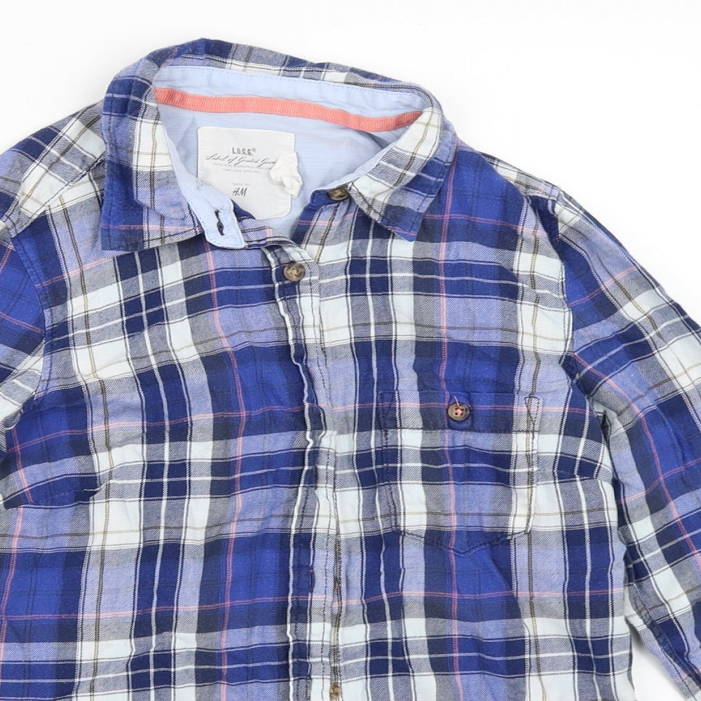 H&M Womens Blue Check  Basic Button-Up Size 34