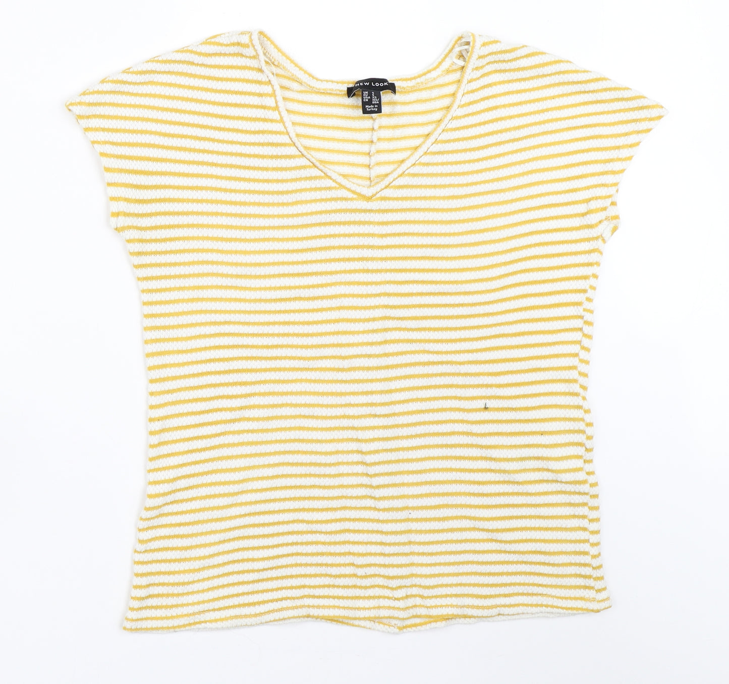 New Look Womens Yellow Striped  Basic T-Shirt Size S