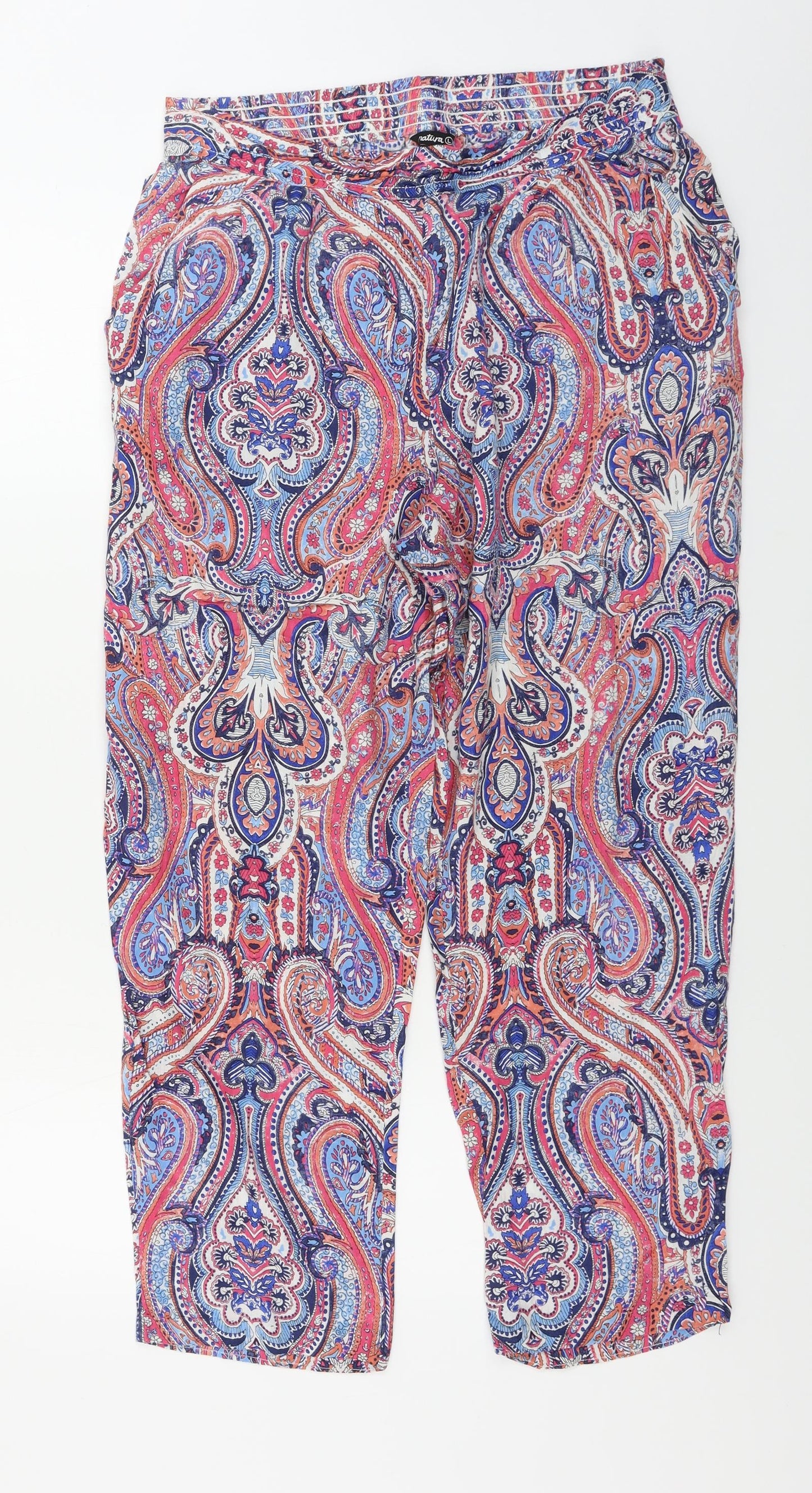 Natura Womens Blue Geometric  Trousers  Size L L26 in
