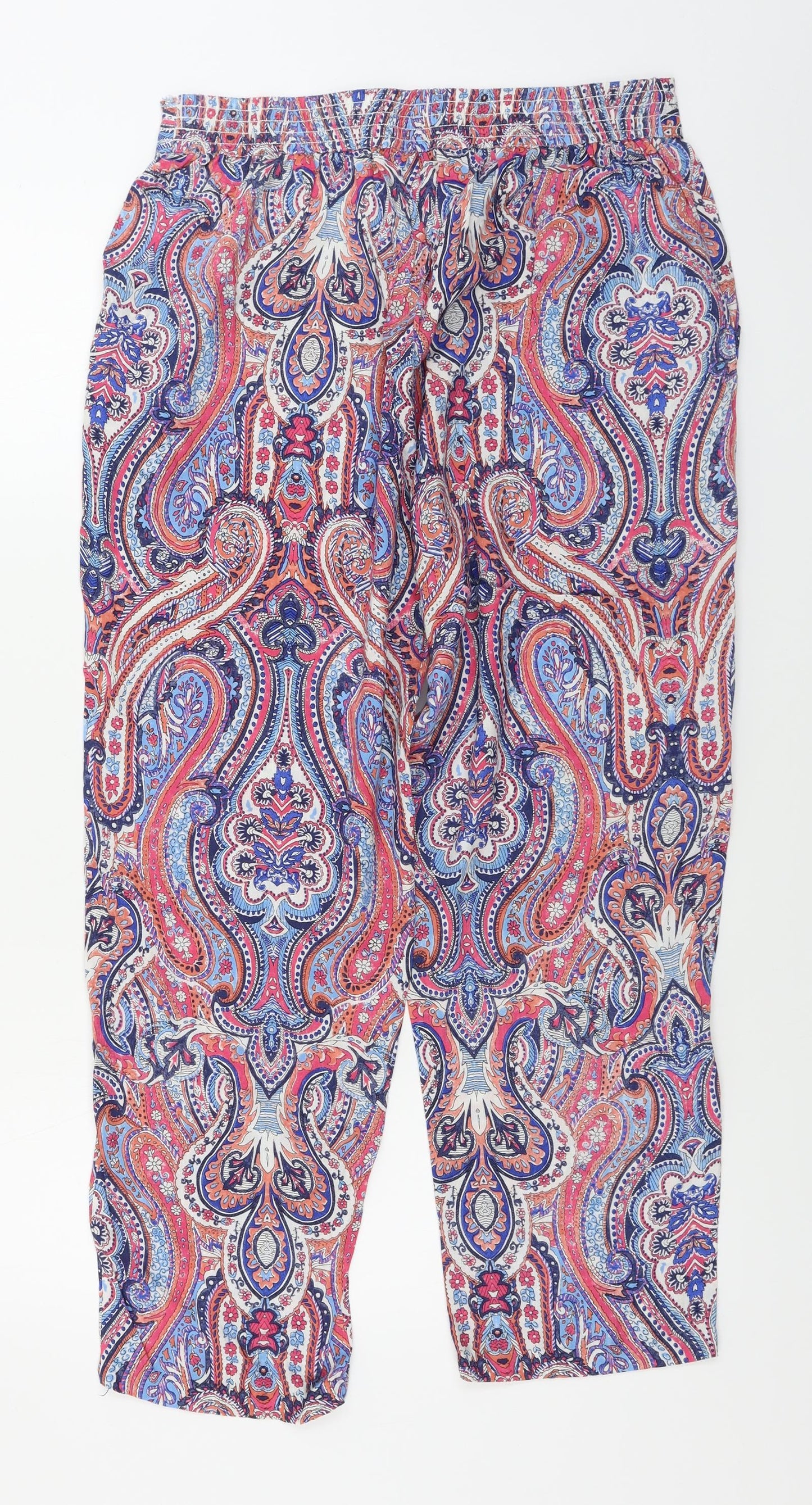 Natura Womens Blue Geometric  Trousers  Size L L26 in
