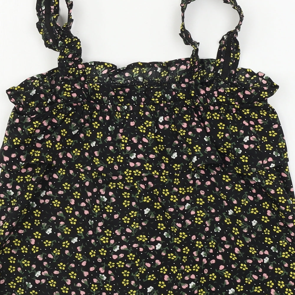 Primark  Girls Black Floral  Basic Blouse Size 8-9 Years