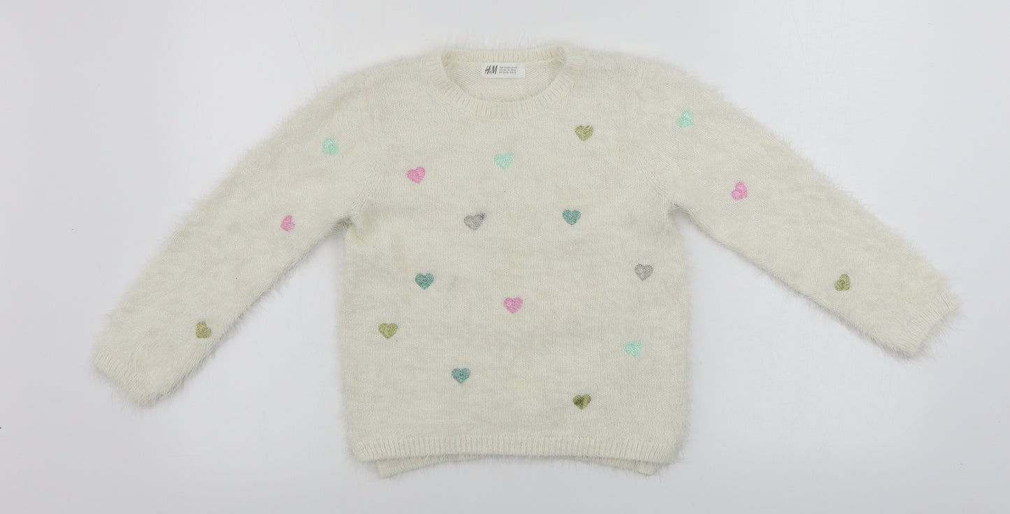 H&M  Girls Beige   Pullover Jumper Size 6-7 Years