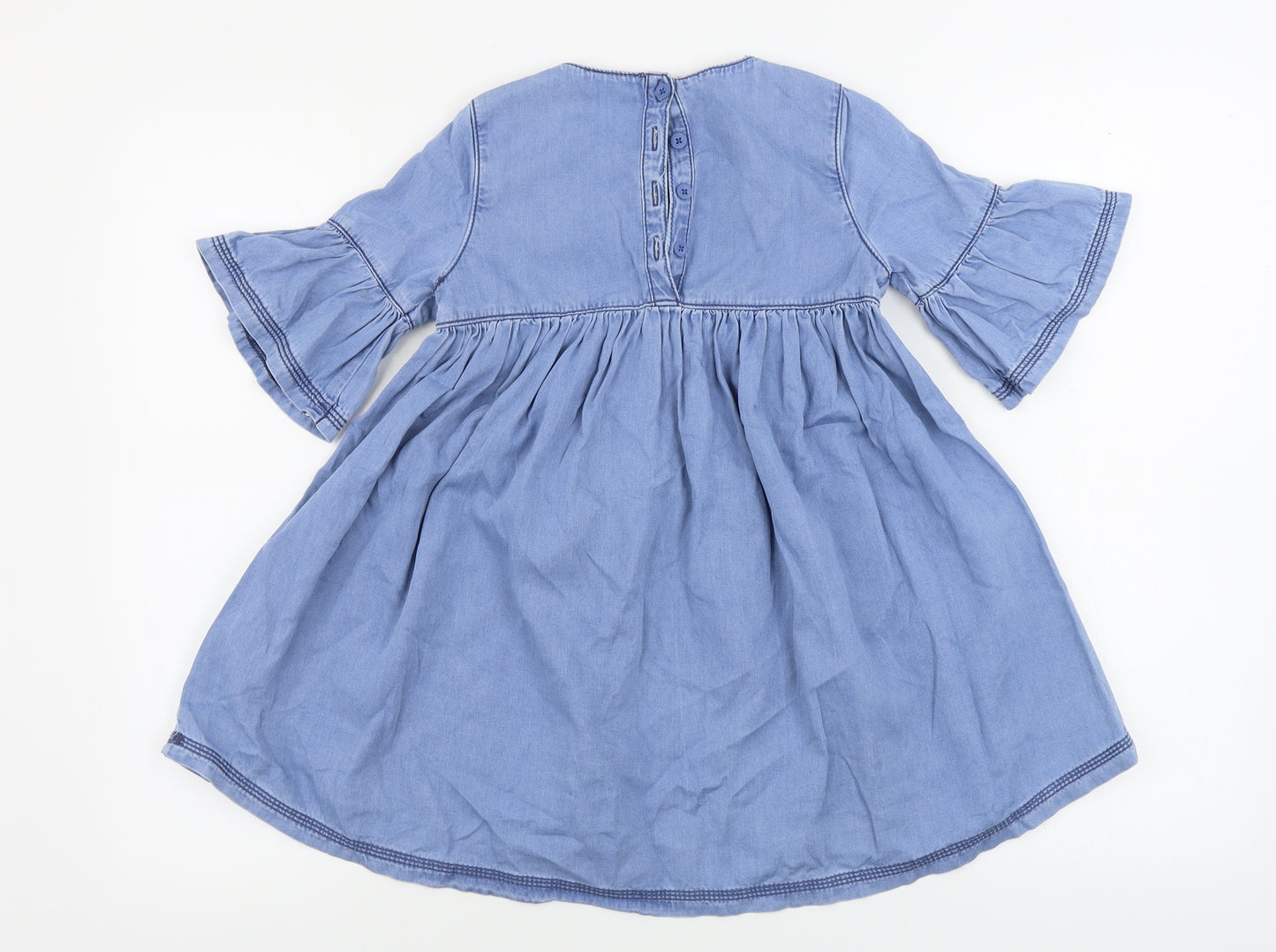 Matalan  Girls Blue Floral  A-Line  Size 6 Years