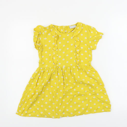 Matalan  Girls Yellow Floral  A-Line  Size 7 Years