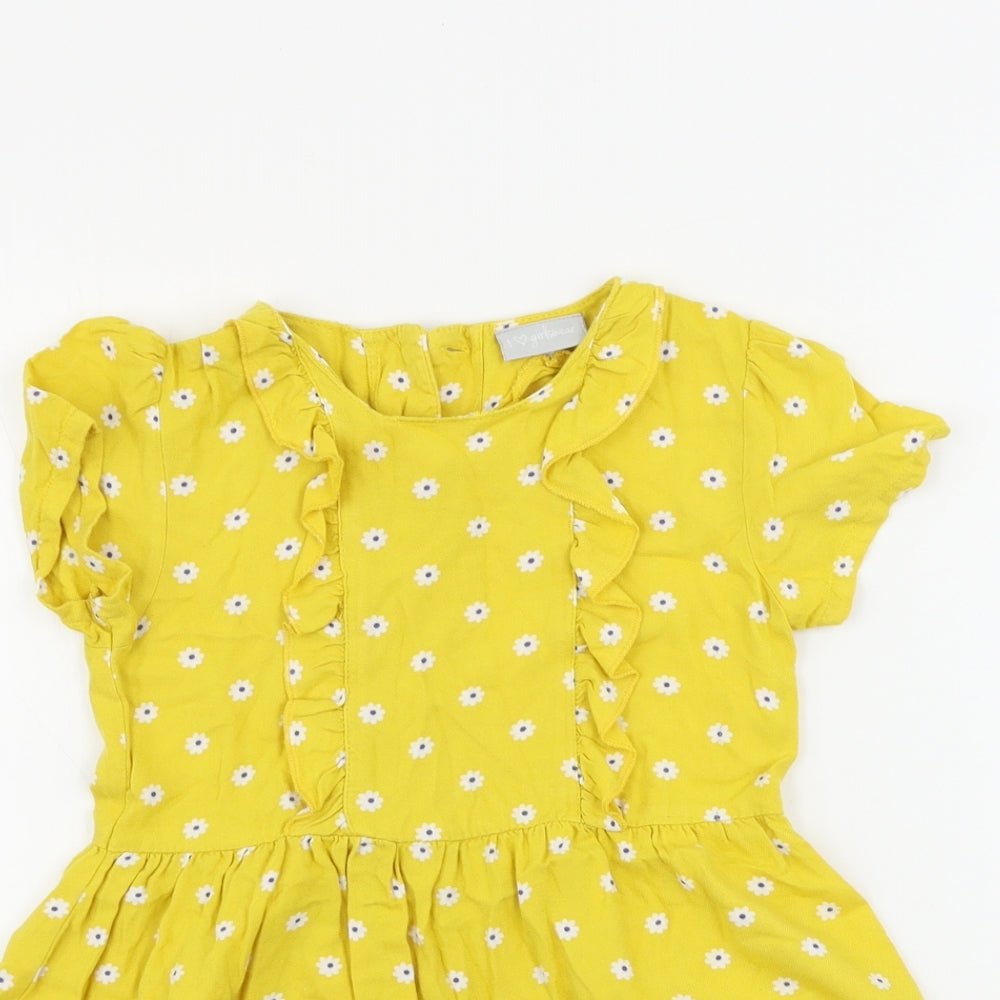 Matalan  Girls Yellow Floral  A-Line  Size 7 Years