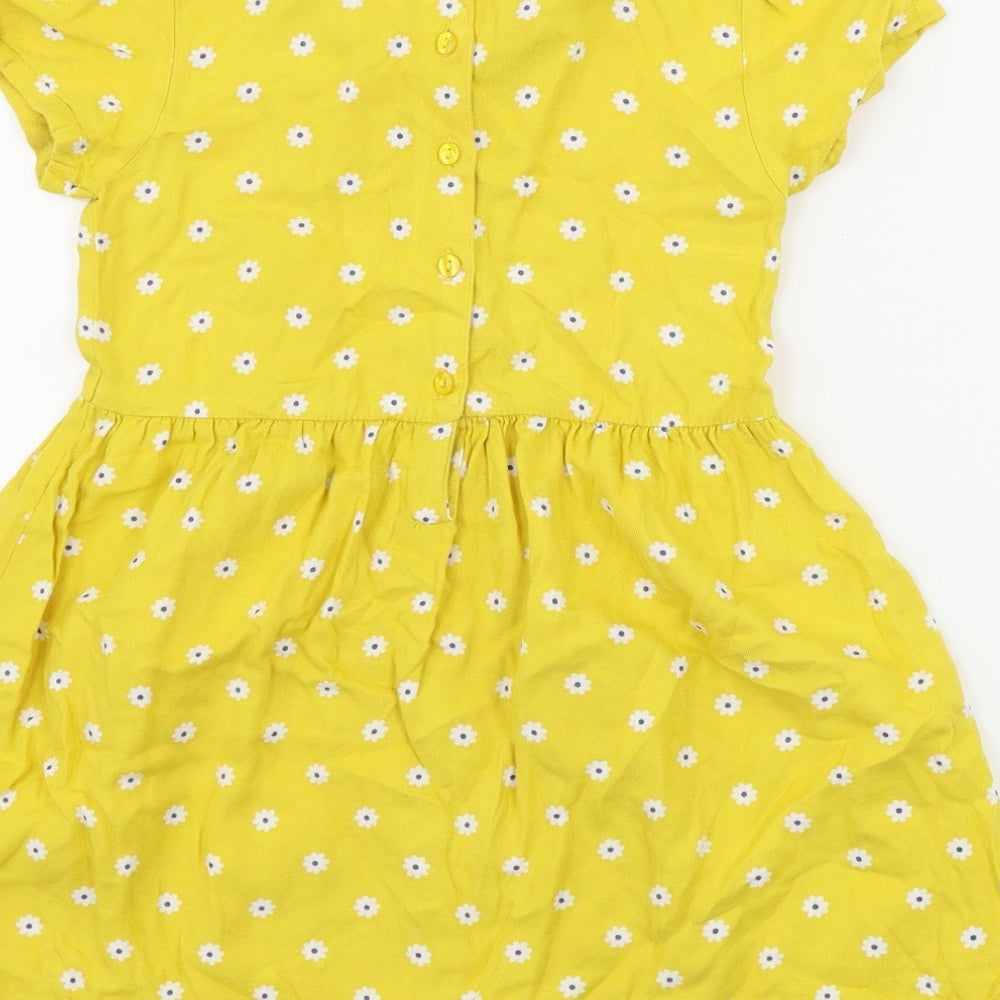 Matalan  Girls Yellow Floral  A-Line  Size 7 Years