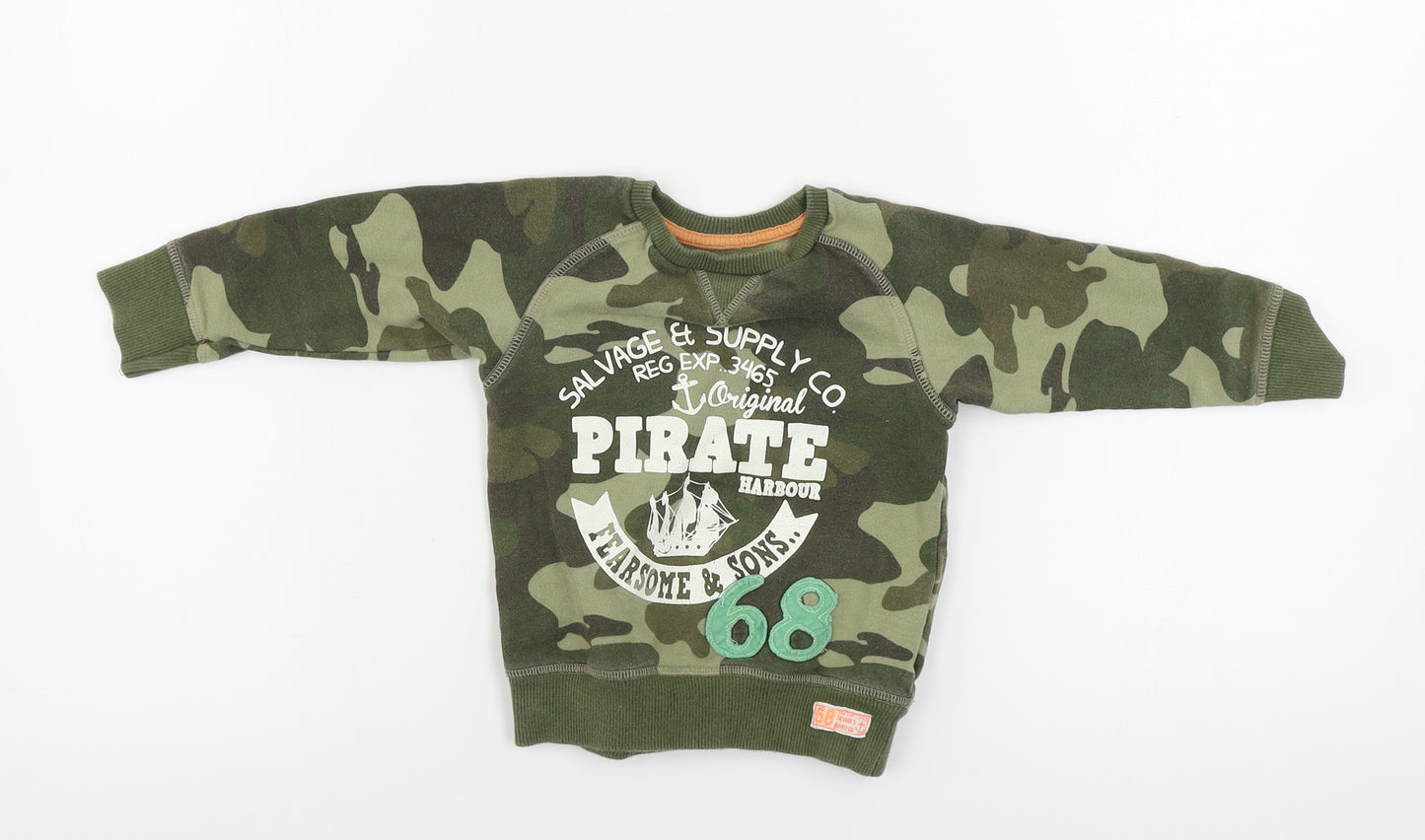 Indigo  Green Camouflage  Pullover Jumper Size 12-18 Months