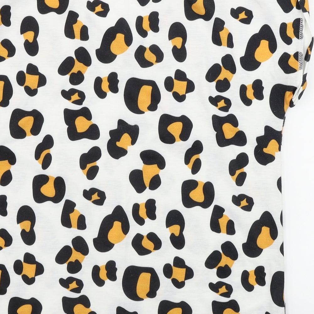 Preworn  Womens White Animal Print  Basic T-Shirt Size L