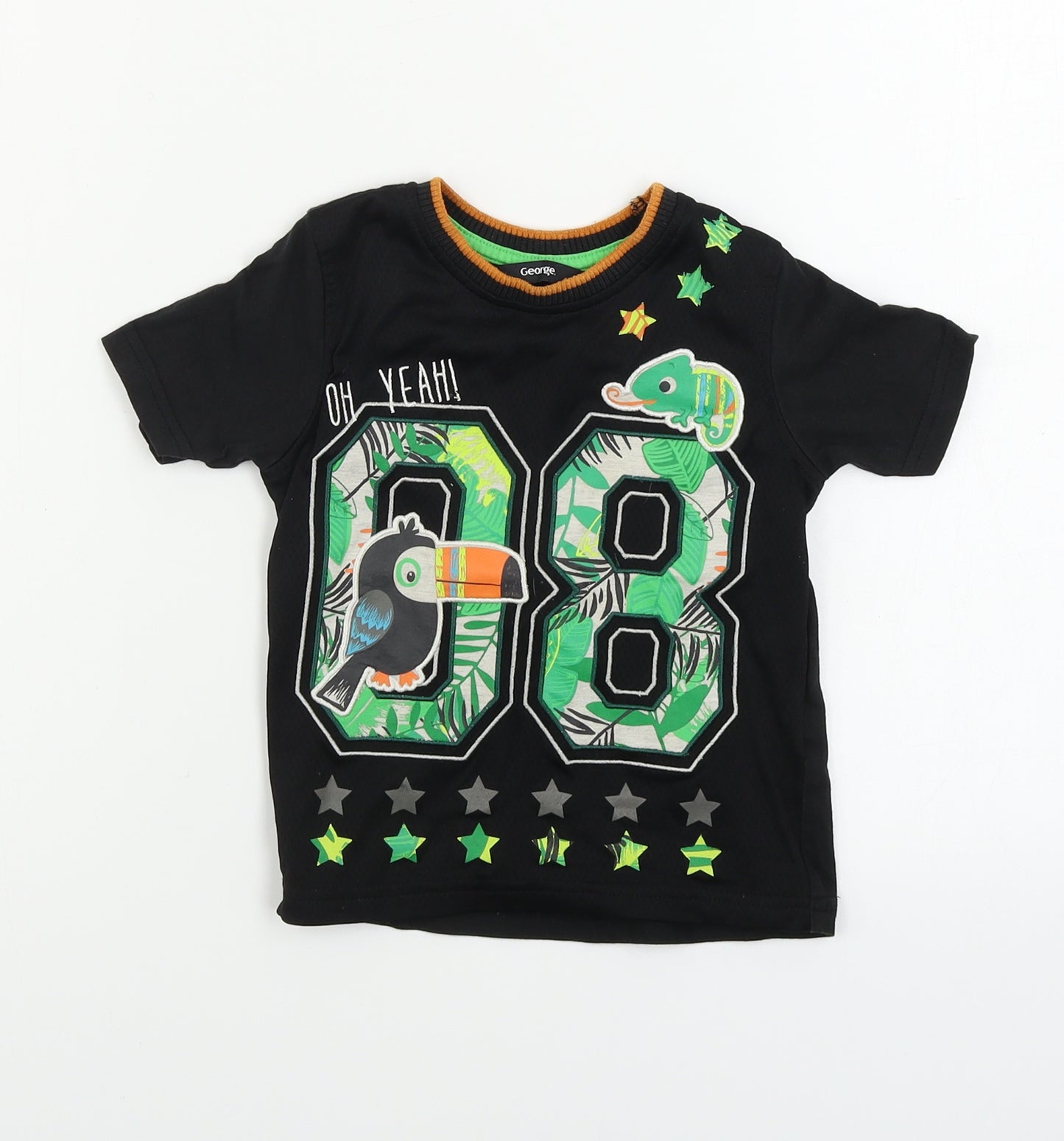 George  Boys Black   Basic T-Shirt Size 2-3 Years